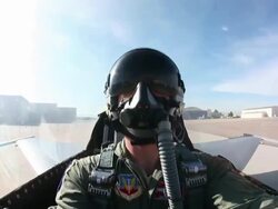 WS F-16 pilot inside the cockpit while taxiing, Aurora, Colorado, USA Stock Footage
