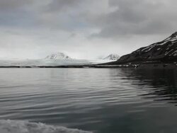 Approaching Nordenskiold or NordenskiÃ¶ldbreen glacier on the Spitsbergen Island by boat Stock Footage