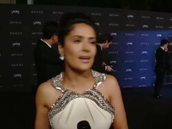 INTERIVEW - Selma Hayek at 2014 LACMA Art+Film Gala Honoring Barbara Kruger And Quentin Tarantino Presented By Gucci Stock Footage