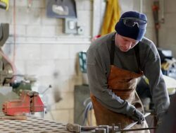 MS TU TD Metalsmith working in his studio / Santa Fe, New Mexico, United States    Stock Footage