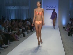 Models walk the runway during the Kooey Swimwear Australia 2012 show Stock Footage