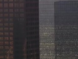 Aerial ECU TS mirrored buildings / Downtown, Los Angeles,  California, United States. Stock Footage