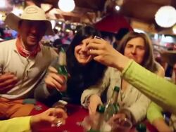 Mid to close tracking shot of a group of friends. Stock Footage