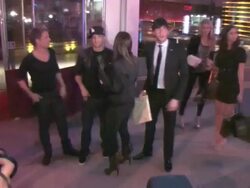 Evan Lysacek, Cheryl Burke, Mark Ballas, Erin Andrews & Kendra Andrews at Boa in West Hollywood at the Celebrity Sightings in Los Angeles at Los Angeles CA. (Footage by WireImage Video/GettyImages) Stock Footage