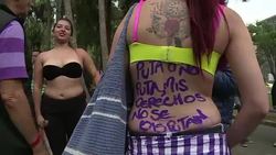 CLEAN : Colombian women and men march for female rights on womens day News Clip