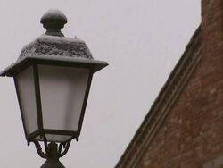 HD: Old street lamplight and snow Stock Footage