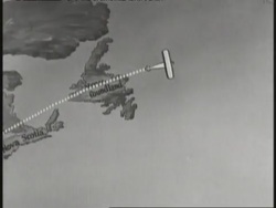 An animation illustrates the first transatlantic flight in 1927.\n News Clip