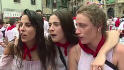 VOICED : Abren fiestas taurinas de San Fermin en espanola Pamplona News Clip