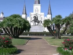 St. Louis Cathedral and Jackson Square Park in New Orleans Stock Footage