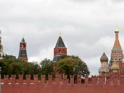WS T/L View of Russia, view on Kremlin Towers on Against Cloudy Sky / Moscow, Russia Stock Footage