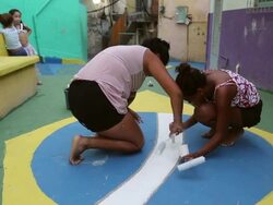 People Paint Brazilian Colours Ahead Of The 2014 FIFA World Cup Stock Footage