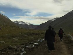 Block Shot Pilgrims Performing Circumambulation Lhasa Tibet China  Stock Footage
