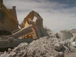 CU TU Shot of construction vehicle working on construction site / Namibia Stock Footage