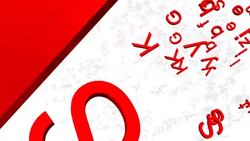 Red alphabet letters fall against a white background. Stock Footage