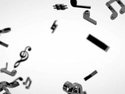 Flying 3D Musical Notes - Black On White (Full HD) Stock Footage