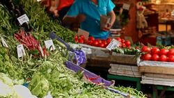 Vegetables at farmer's market Stock Footage
