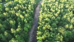 4K aerial shot of a riverbed in Vermont, USA Stock Footage