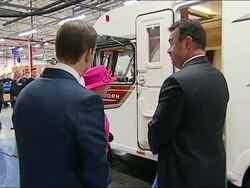 Queen visit to caravan factory News Clip