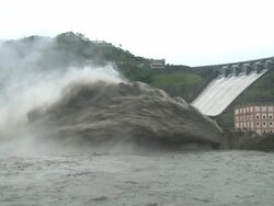 Flood Water Bursts From Hydroelectric Dam  Stock Footage