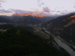Sunrise on Mountain Top - Aerial View from UAV Stock Footage