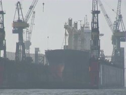 WS Floating dock on repairing work of ship / Hamburg, Hamburg, Germany Stock Footage