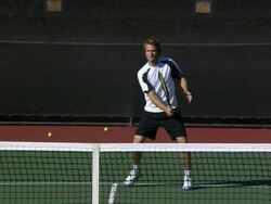 WS, Young man playing tennis, Santa Barbara, California, USA Stock Footage