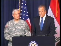 News conference by US amb to Iraq, top US commander News Clip