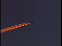 Aeroplane vapour trails across sky, England, UK Stock Footage