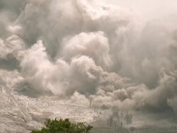 Ash And Lava Spew From Sinabung Volcano During Major Eruption Stock Footage