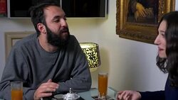 Crisis, marriage, arguing - young  couple quarreling during breakfast Stock Footage