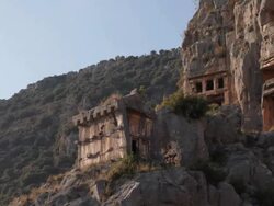 Lycian Rock Tombs Of Myra Stock Footage