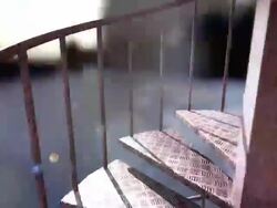 climb a spiral staircase of iron outer Stock Footage