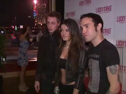Spencer Patterson, Bebe Rexha and Pete Wentz of black cards band Stock Footage