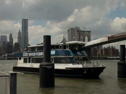 Lower Manhattan Viewed From Brooklyn Side of East River Stock Footage
