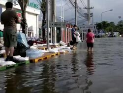 Thailand Flood GV Stock Footage