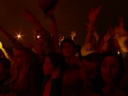 M/S EXT Concert Crowd Festival Night Singing Stock Footage