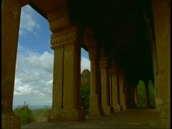 WA time lapse clouds from inside Hindu Temple, Bandhavgarh National Park, India Stock Footage
