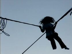 Girl Bouncing on Bungies Stock Footage