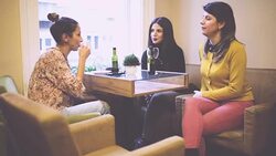 Comfortable friendy reunion at the restaurant Stock Footage