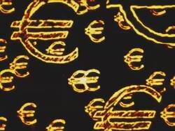 Falling Euro symbol in scratch film look Stock Footage