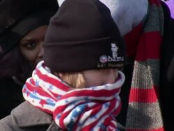 January 20, 2009 MS MONTAGE Sections of the crowd at the inauguration of Barack Obama / Washington DC / AUDIO Stock Footage