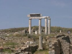 Ancient Greek columns on Delos, Greece Stock Footage