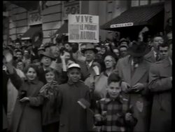 B/W flag waving crowd / 1940's / No SOUND Stock Footage