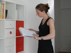 Young woman checking recipes Stock Footage