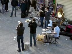 MS Shot of musicians at Place de la Concorde / Paris, Ile de France, France Stock Footage
