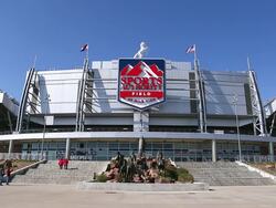WS Outside shot of Sports Authority Field at Mile High, home of Denver Broncos / Denver, Colorado, United States Stock Footage