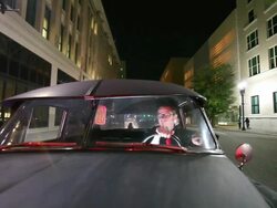 DS Driver stopping, looking out window, then driving down street / Jacksonville, Florida, United States Stock Footage