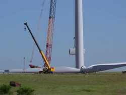 Wind Turbine Raising Nacelle Wide Stock Footage