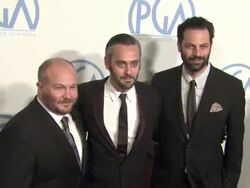 Gareth Unwin, Iain Canning, Emile Sherman at the 2011 Producers Guild Awards at Beverly Hills CA. (Footage by WireImage Video/GettyImages) Stock Footage