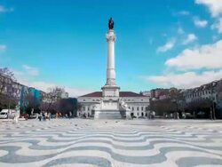 HD Time-lapse: Rossio Square Lisbon Portugal Stock Footage